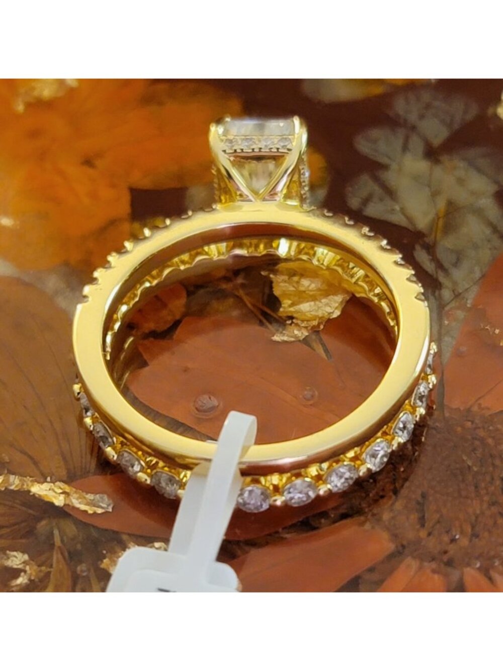 1.5ct Moissanite Bridal Ring Set Size 8 14K Gold Plated NWT - Picture 6 of 10